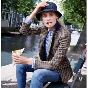 jcrew houndstooth rhodes blazer size 10 wool elbow pads